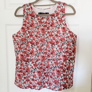 Zara Floral Sleeveless Top Red Size Medium